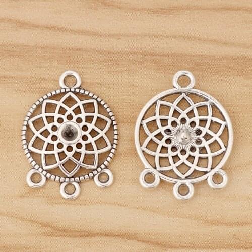 30 Pieces Tibetan Silver Dream Catcher Connector Charms Pendants for Necklace Earring Jewellery Making Accessories