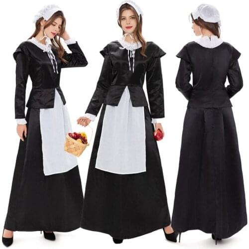 Halloween European Manor Maid Cosplay Costume Retro Maid Long Skirt Drama Performance Dress