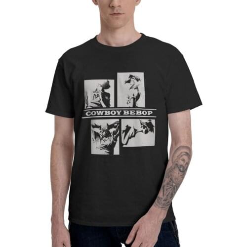Cowboy Bebop Tshirt Men Graphic Tee Tops Cotton T Shirts Short Sleeve Science Fiction Anime T-shirts Gift Idea Clothing