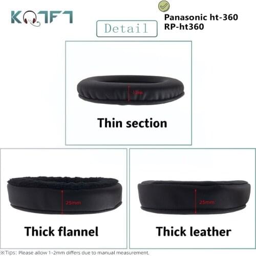 KQTFT 1 Pair of Velvet leather Replacement EarPads for Panasonic ht-360 RP-ht360 Headset Earmuff Cover Cushion Cups