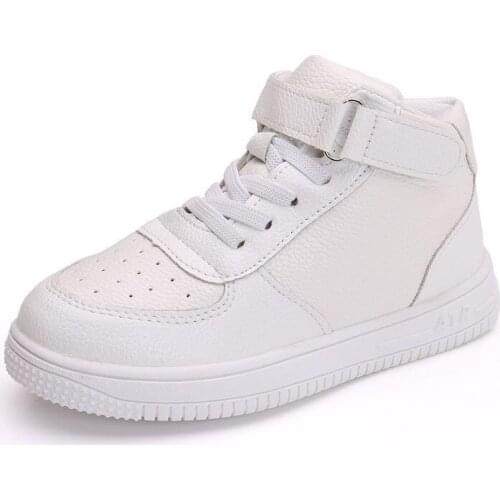 Baby Boy Girl Casual Shoes Child Leather Sneakers Soft Flat High Waterproof White Black Red Kids Boot Shoes Chaussure Enfant