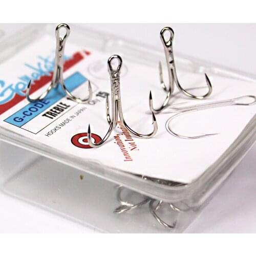 Gamakatsu15pcs/lots silver G-CODE 12 Treble Fishing Hooks 1#-14# Carbon Material Round Saltwater for Bass and carp