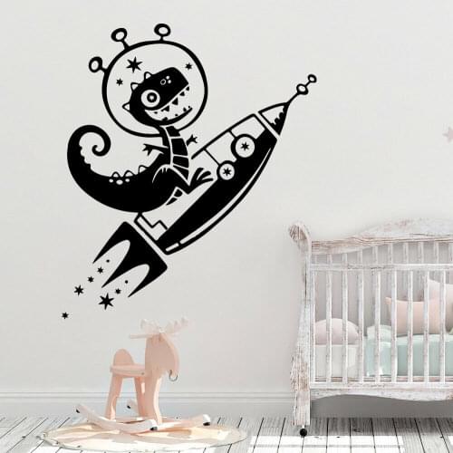 Cartoon Dinosaur Wall Decals Rocket space home room Decor Sticker Vinyl Removable Baby Kids Room Decoration Accessories X675