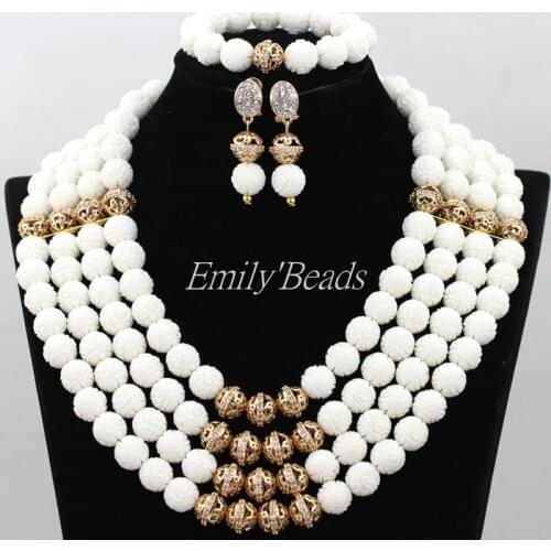 Artificial Coral Beads Jewelry Set Charms White Nigerian Wedding African Bridal Necklace Set High Quality Free Shipping CJ530