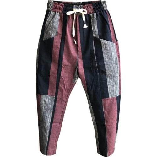 Idopy 2020 New Fashion Harem Pants Streetwear Drawstring Hip Hop Printed Elastic Waist Trousers Striped Harem Pants Joggers