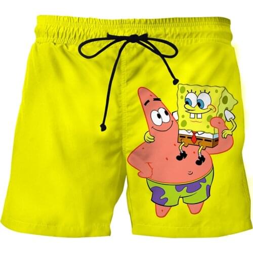 New Summer Fashion Sponge Family Mens Beach Pants 3D-Printed Sports Swimming Board Shorts Fun And Cute Mens Shorts