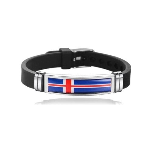 New Iceland Flag Bangles Sporty Style Stainless Steel Silicone Iceland Country Flag Bracelets Jewellery