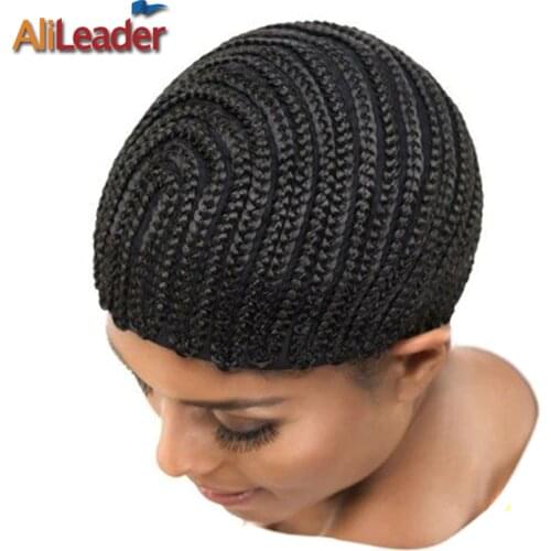 Wholesale 5PCS/Lot Cornrow Wig Cap For Making Wigs Elastic Weaving Braided Wig Cap Black Hair Net Quality Wig Making