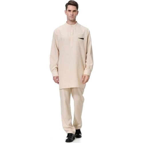 Mens Saudi Arabic Muslim Kaftan Dress Thobe Long Sleeve Robe Jubba Thobe Men Saudi Arab Muslim Islamic Clothing 3XL