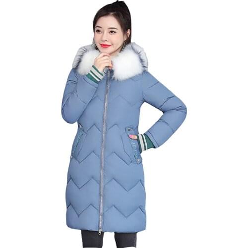 Down jacke woman winter jacket female mid-length slim big fur collar cotton overcoat women thick warm waist down jacket womens