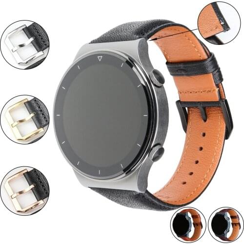 MAIKES New Leather Watchbands 20 22 mm for Huawei GT 2 42/46mm Watch Strap Quick Release Smart Watch Band Accessories Bracelet