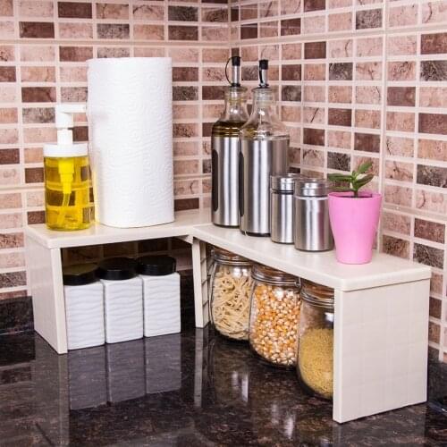 Rack Organizer Multifunctional Adjustable Foldable Kitchen Countertop Pantry Closet Organizer Storage Saving In Solid