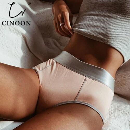 CINOON XS~3XL Plus Size Panties For Women Underwear High Waist Briefs Cotton Underpants Solid Breathable Summer Female Intimates