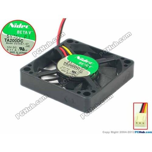 Nidec TA200DC D34667-57 JVC DC 12V 0.11A 50x50x10mm Server Cooling Fan