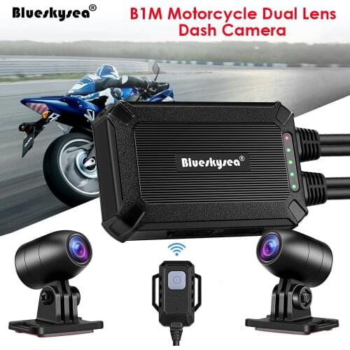 Blueskysea B1M Motorcycle WiFi Camera Dual DVR HD 1080P Sony IMX 323 12 Mbps WDR GPS Moto Dash Cam Waterproof Night Vision