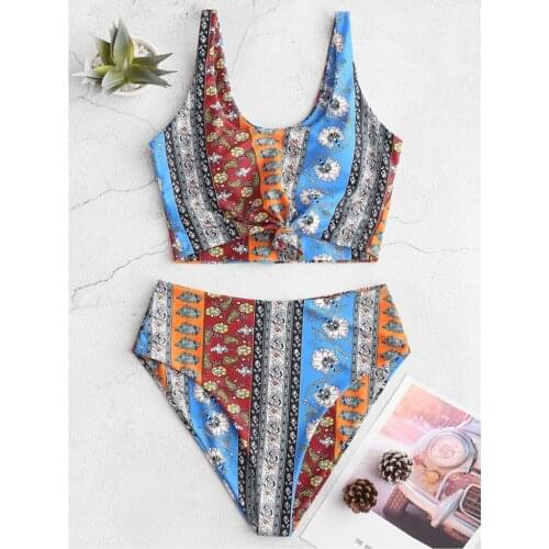#Z45 Women Sexy Bikini Set Boho Printed Swimwear Women High Waist Bikini Two Piece Swimsuit Bikinis 2020 Mujer Trajes De Bano