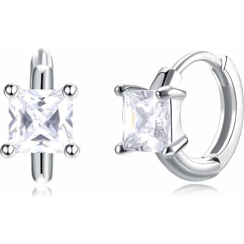 ZEMIOR Sterling Silver 925 Jewelry Clip Earrings For Women Geometry Square Cubic Zirconia Wedding Engagement Earring Hot Sale