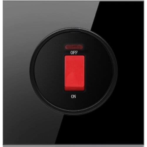 Tempered Glass Mirror Panel AC 90-250V 45A 4400W water heater switch air conditioner water pump switch Black White switch