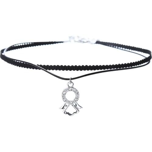 Angeles choker necklace double layers chain link Crystal Angel Necklace Pendant Jewelry Necklace Accessories For Women girl gift