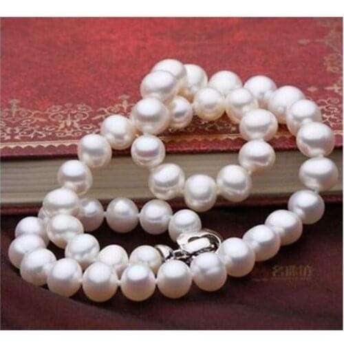 10-11mm south sea round white pearl necklace18inch 925silver KKK