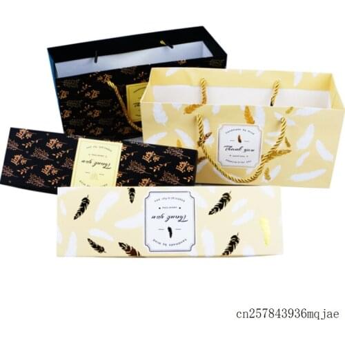 100pcs Stamping Paper Box Chocolate Cookie Boxes Macaron Packaging Box Wedding Gift Bag