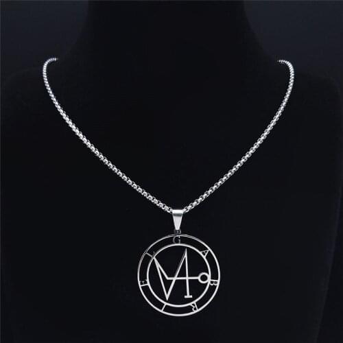 2021 Archangel Gabriel Sigil DEL SOL Stainless Steel Necklace Religious carving icon seven Arch Angels Jewelry collares N3037S03