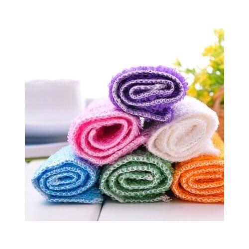 23 cm*18 cm Wholesale Mixed Bamboo Fiber Microfiber Kitchen Dish Cloth Washing Cleaning Cloth Scouring Pad Towel 20 pcs/pack