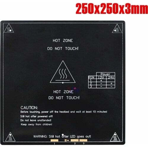 250*250*3mm 250x250mm large area printing size 12/24V double voltage heating hot bed heated bed plate 3D printer accessories