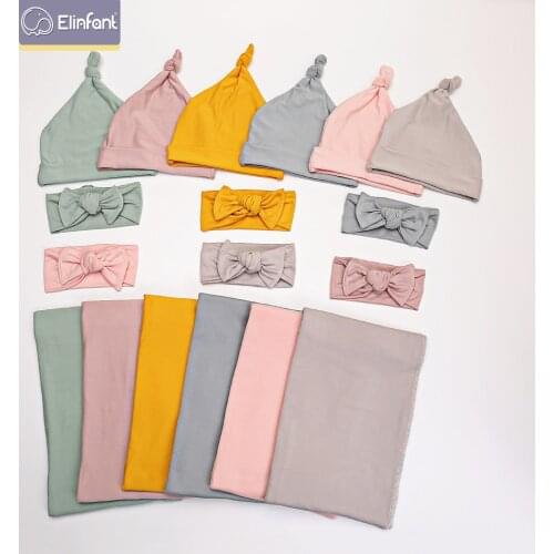 Elinfant 80*80cm 3pcs set 100% cotton infant newborn for 0-6 months baby blanket wrap sleeping bag