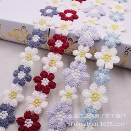 5 yards 30mm Double Color Water-soluble Flower Embroidery Ribbons Diy Crafts Headwear Clothing Trim Accessories