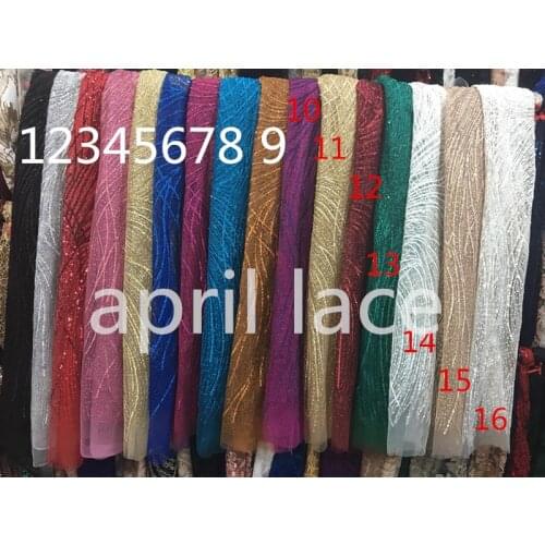 5yards nice new arrive 16 color option sequin embroidery tulle mesh lace for evening dress/sawing/wedding