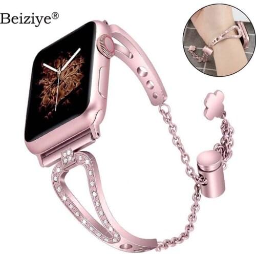 Diamond Bling Strap For Apple Watch Band 42mm 38mm 40mm 44mm Series 6 5 4 Stainless Steel Bracelet Wristband For iWatch Band 3 2