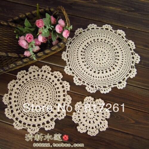 Free shipping handmade cup mat towel pad plate placemat doily table runner 15-45 cm 9 colors 5 pics round mat and pad for home