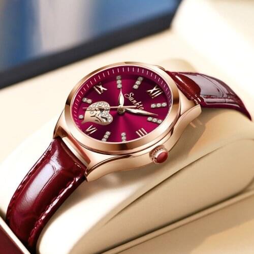 2021 New SUNKTA Fashion Women Watches Ladies Luxury Leather Strap Quartz Waterproof Sport Wrist Watch Woman Gold Gift Clock+Box