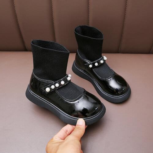 Beaded Socks Stretch Ankle Boots Girl Autumn Winter Kids Fashion Bow Sport School Cute Shoe 7 Sneakers For ChildrenS Boots 2021