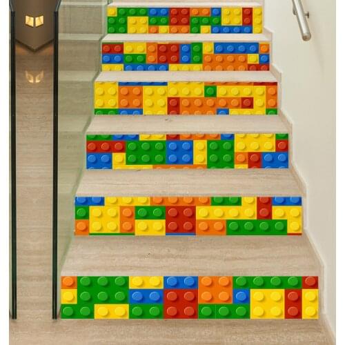 Funlife Innovative Staircase Affix Living Room DIY Childrens Lego Decorative Home Waterproof Wall Affime 6pcs/lot