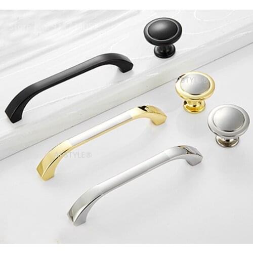 American Style Cupboard Drawer Hardware Arc Silver Black Gold Kitchen Cabinet Handle Zinc Alloy and Ceramic Door Closet Pull