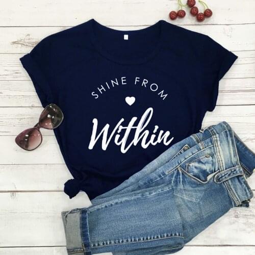 Shine From Within Heart Graphic T-Shirt Funny Casual Christian Bible Baptism Tee Hipster Faith Vintage Clothing Tops art Outfits