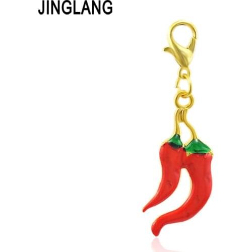 JINGLANG Red Chili Charms fit Bracelets Necklace for Women DIY Jewelry making Beads Pendant Accessories Gift 50pcs