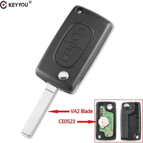 KEYYOU 2 Buttons 433MHZ Remote Control Key for PEUGEOT Expert Partner 207 307 308 407 807 CC SW (CE0523 ASK,VA2)