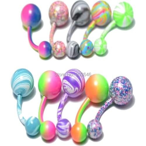 100pcs New Colorful Stainless Steel Navel Belly Ring Button Bar Body Piercing Jewelry Free Shipping