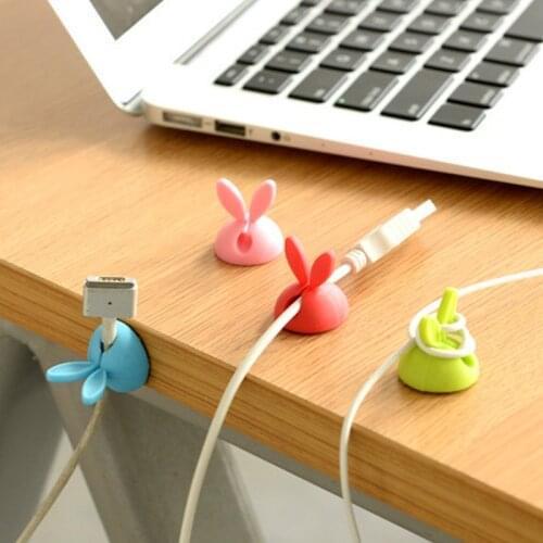 4Pcs Cartoon Ear Shaped Wire fixing device Desktop Plug Organizer Desk Tidy Organizer Wire Holder Clip Protector Charger