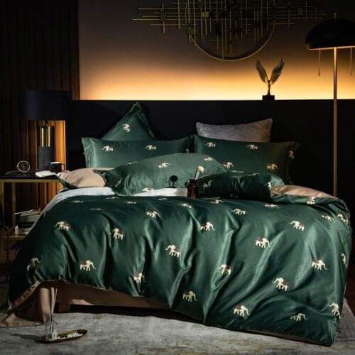 4 Pcs Bedding set reactive printing Tencel set bed sheet quilt cover pillow caseFashion home textile luxury fiberEuropean Crysta