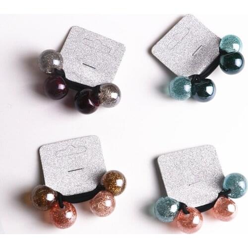 Korea Handmade Cartoon Shiny Acrylic Matte Ball Kids Children Girl Elastic Hair Bands Head wear Accessories-GMKEHRB016C5