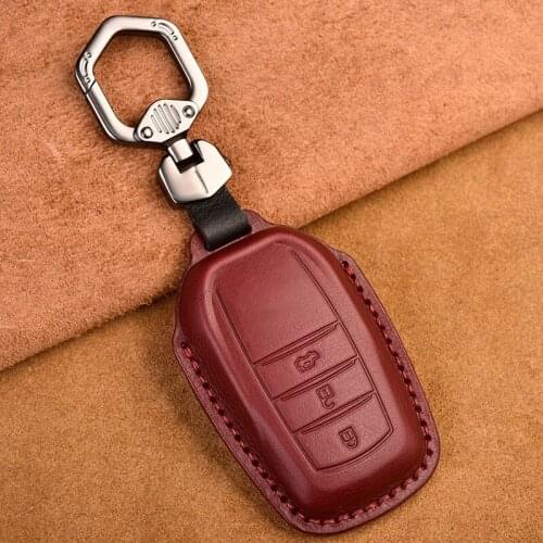 Leather Car Key Case for Toyota key cover for Chr Rav4 Auris Avensis Prius Aygo Camry Corolla Land Cruiser 200 Prado Crown Ring