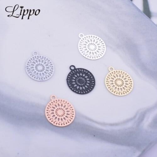 100pcs AC4399 12*14mm Rose Gold Plated Round Thin Charms