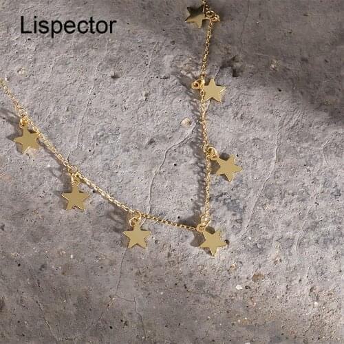 Lispector 925 Sterling Silver Elegant Slim Star Short Choker Necklace for Women Simple Clavicle Chain Necklaces Female Jewelry