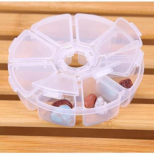 Medicine Box Round Shape Classification Storage 8 Grids Classification Bead Organizer for Traveling Snack Food Storage Container