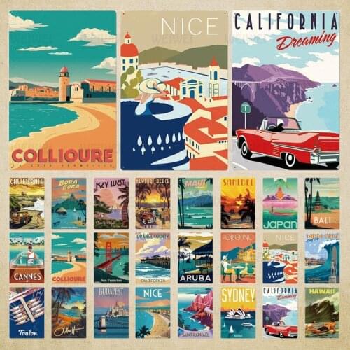 Travel Metal Poster Plaque Metal Vintage Metal Tin Sign Home Decor Wall Decor For Living Room Beach House Decorative Plate