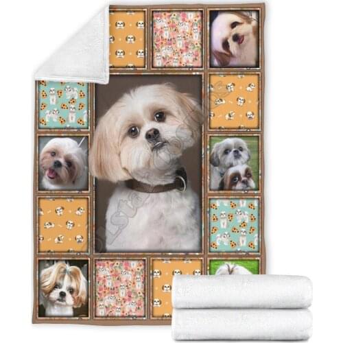 Cute shih tzu fleece blanket dog wearwanta Printed Wearable Blanket Adults/kids Fleece Blanket Sherpa Blanket 02